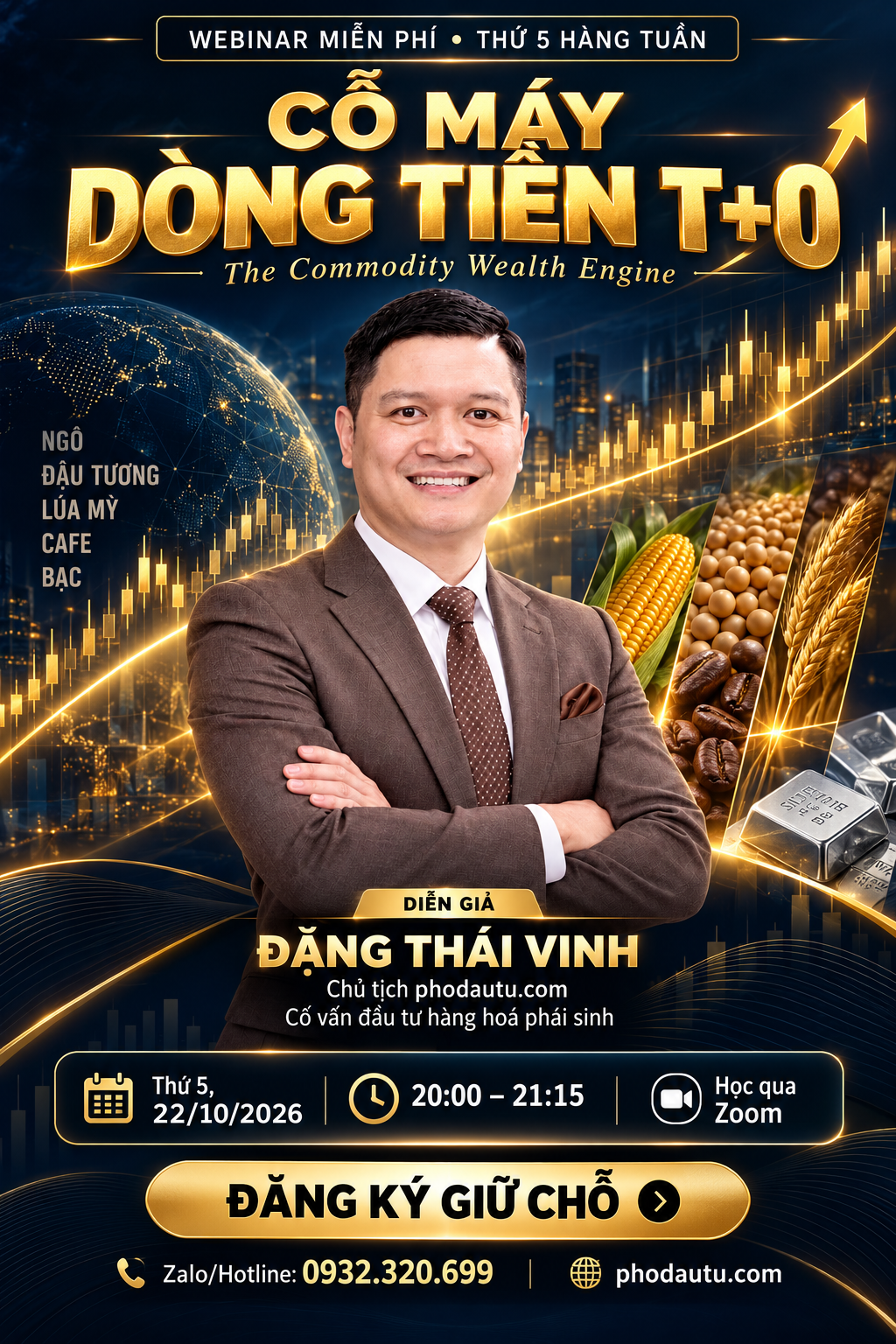 Webinar Cỗ Máy Dòng Tiền T+0 - The Commodity Wealth Engine - 20:00 thứ Năm 22/10/2026 - Đặng Thái Vinh